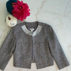 Ann Taylor LOFT Cropped Sequin Collar Jacket